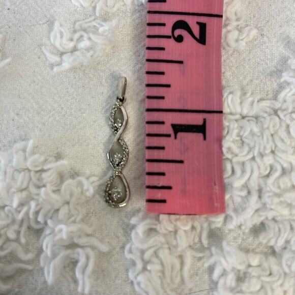 STERLING SILVER 3 Teardrop Cubic Zirconia Pendant Silver Elegant Minimalistic - Picture 3 of 4